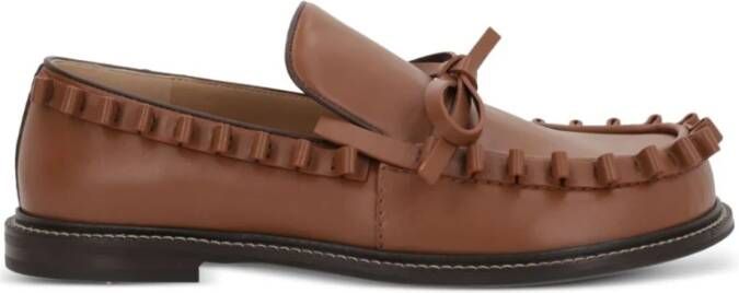 JW Anderson Bruine Leren Platte Schoenen met Strik Brown Heren