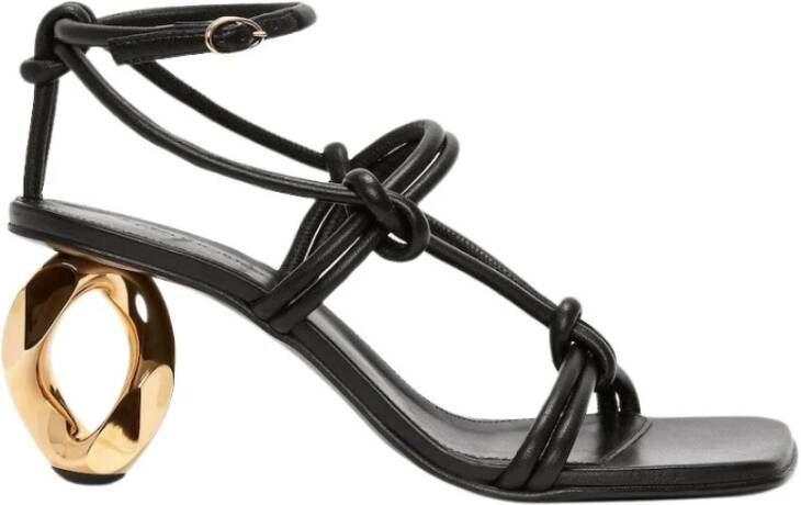 JW Anderson Gouden Ketting Hakband Sandaal Black Dames