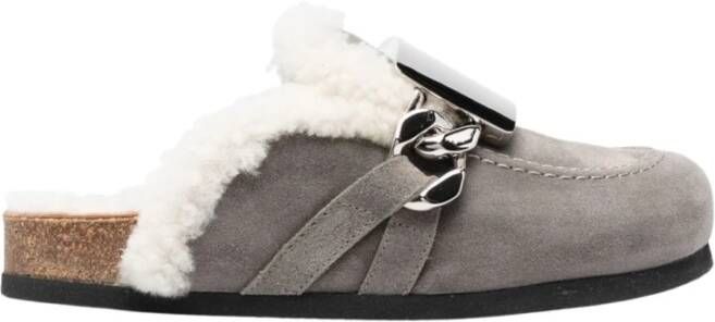 JW Anderson Grijze Suede Loafers met Gespsluiting Gray Dames