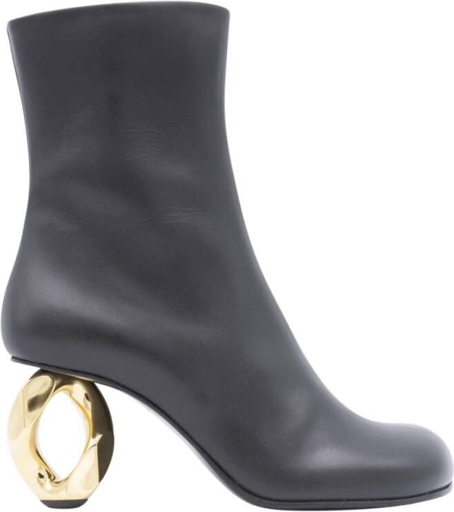 JW Anderson Zwarte leren enkellaarzen met 6 cm hak Black Dames