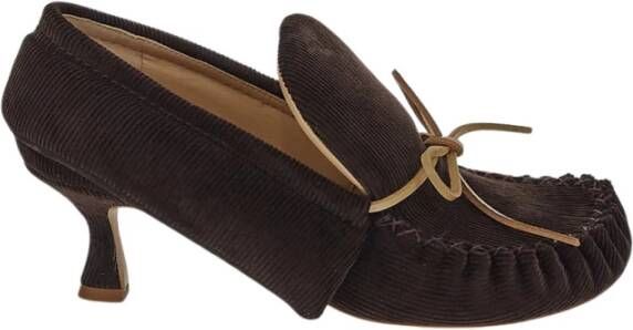 JW Anderson Katoenen Kitten Heel Loafer Schoen Brown Dames