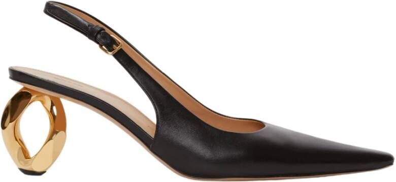 JW Anderson Ketting Hak Leren Slingback Sandalen Black Dames