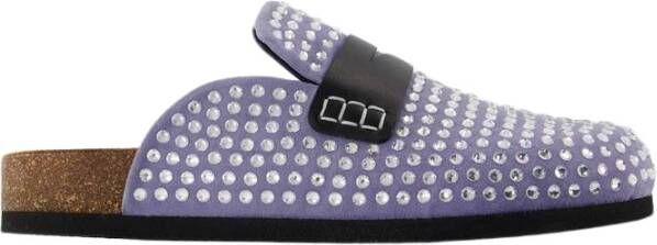 JW Anderson Kristallen Loafers Paars Leer Schitterende Stijl Purple Dames