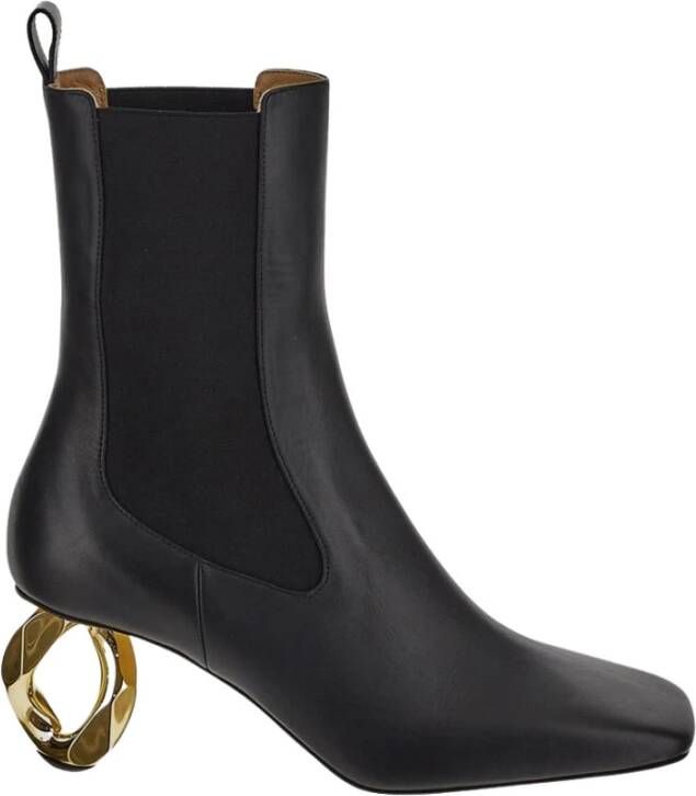 JW Anderson Leren Chain Heel Boot Black Dames