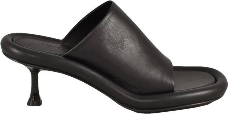 JW Anderson Zwarte Leren Bumper-Tube 100mm Muiltjes met Hak Black Dames