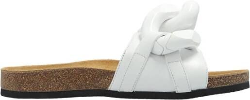 JW Anderson Leren slippers met kettingdetail Wit Dames