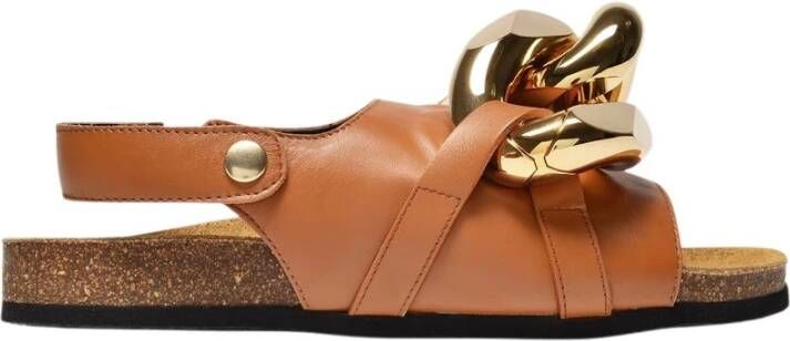 JW Anderson Zwarte Leren Ketting Sandalen Brown Dames