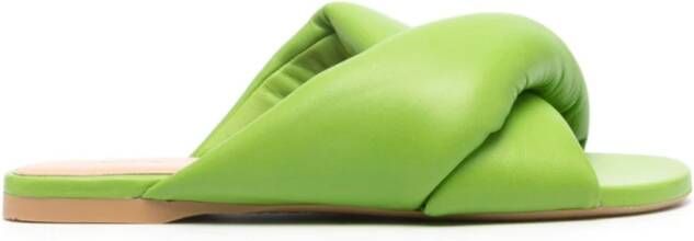 JW Anderson Platte Twist Sandaal voor vrouwen Green Dames