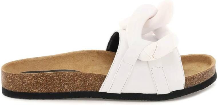 JW Anderson Leren slippers met kettingdetail White Dames