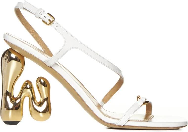 JW Anderson Witte Leren Vierkante Neus Sandalen Yellow Dames