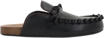 JW Anderson Zwarte Leren Instappers met Strik Black Heren