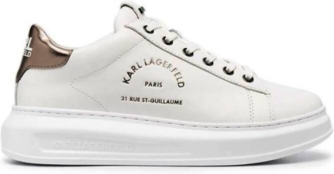 Karl Lagerfeld Geëmbosseerd Logo Leren Sneakers White Heren