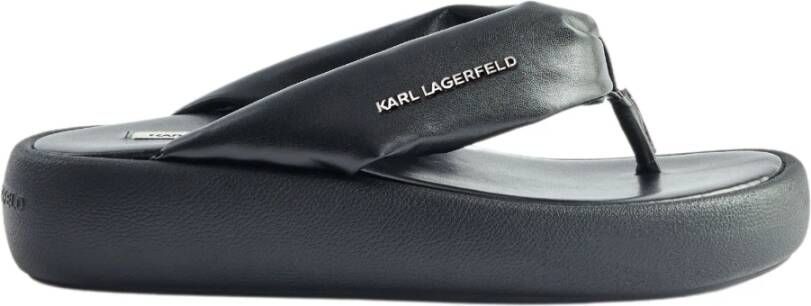 Karl Lagerfeld Gestikte Teenslippers Black Dames