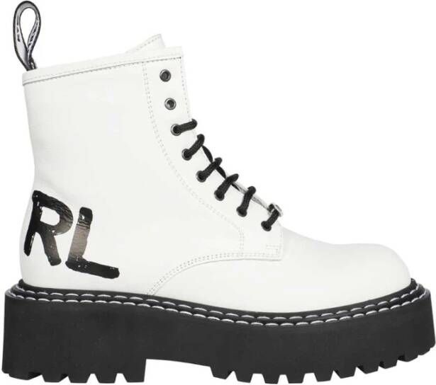 Karl Lagerfeld Leren Veterschoenen White Dames