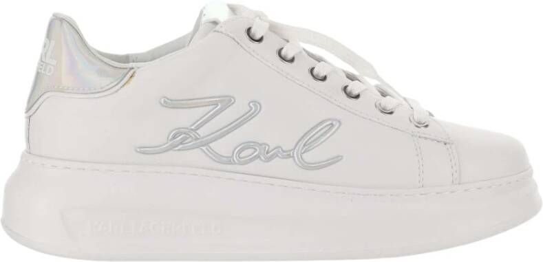 Karl Lagerfeld Leren Veterschoenen Wit Logo White Dames