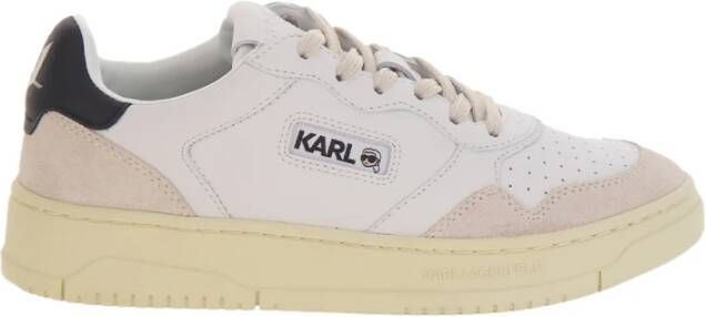 Karl Lagerfeld Witte Leren Lage Veterschoenen Multicolor Dames