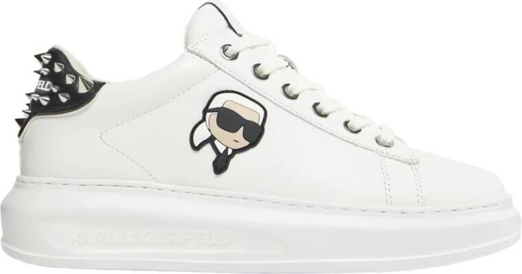 Karl Lagerfeld Witte Leren Sneakers Kapri Kl62529N White Dames