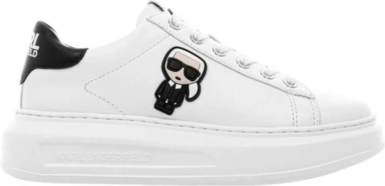 Karl Lagerfeld Witte Leren Sneakers Kapri Kl62530N White Dames