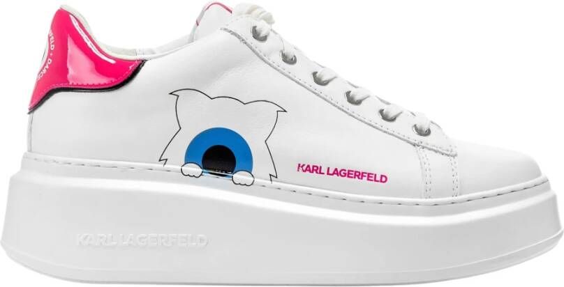 Karl Lagerfeld Witte Leren Sneakers voor Vrouwen White Dames