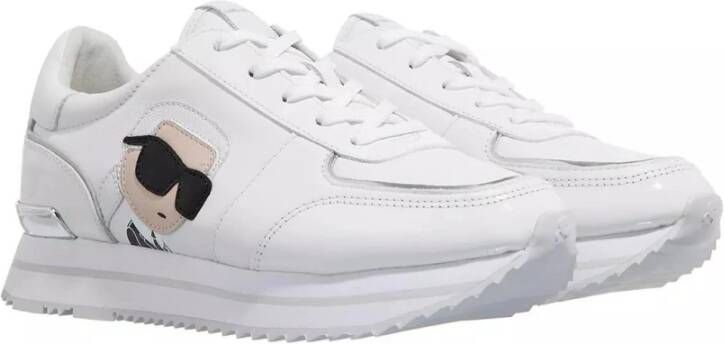 Karl Lagerfeld Witte Leren Suède Veterschoenen White Dames