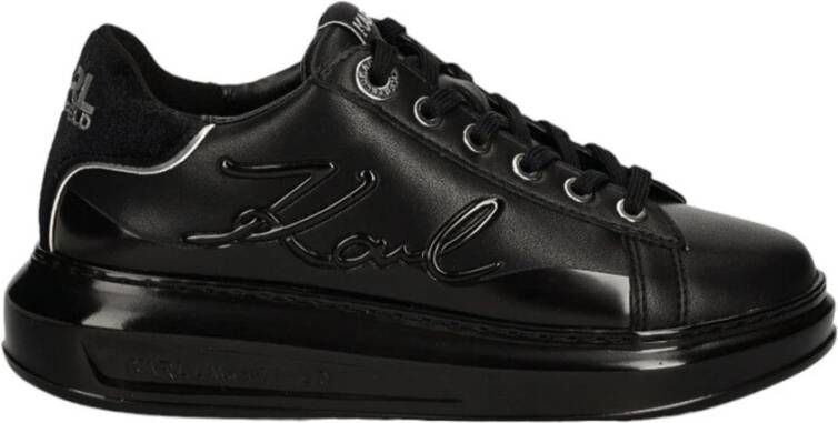 Karl Lagerfeld Zwarte Leren Sneakers Signia Kl62548F Black Dames