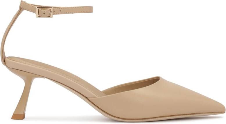 Kazar Beige Grain Leather Semi-Open Pumps Beige Dames