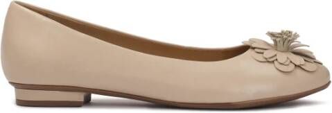 Kazar Beige leren ballerina's met bloem Beige Dames