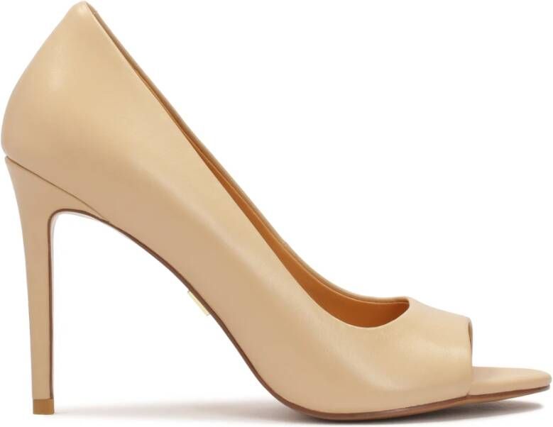 Kazar Beige leren peep toe hoge hakken pumps Beige Dames