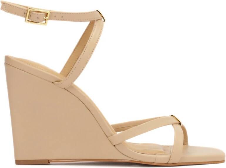 Kazar Beige leren sandalen op een plateauhak Beige Dames