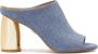 Kazar Blauwe denim muiltjes met gouden ovale hak Blue Dames - Thumbnail 1