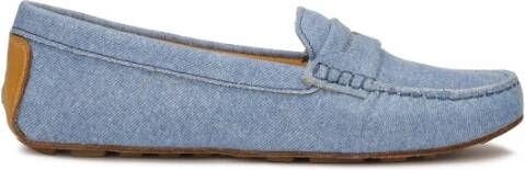 Kazar Blauwe denim stof mocassins Blue Dames