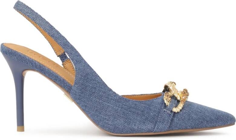 Kazar Blauwe denim stof slingback pumps Blue Dames