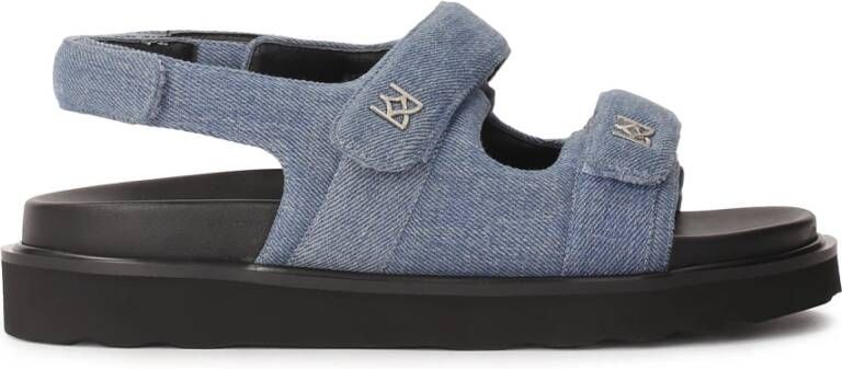 Kazar Blauwe denim stoffen sandalen met klittenbandsluiting Blue Dames