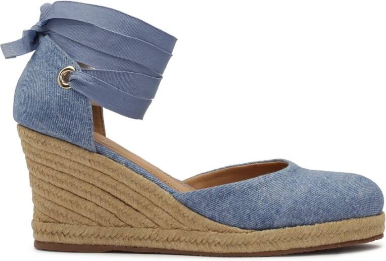 Kazar Blauwe Geknoopte Espadrille Plateau Sandalen Blue Dames