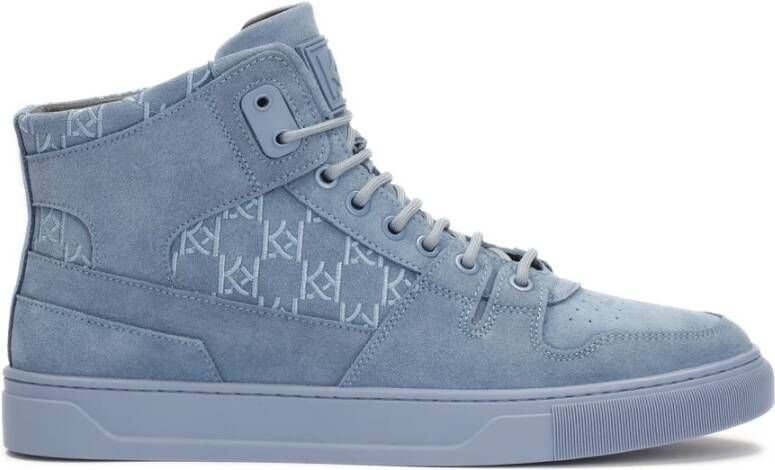 Kazar Blauwe hoge sneakers versierd met monogrammen Blue Heren