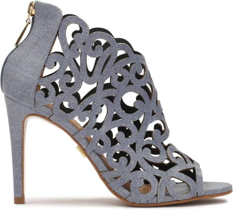 Kazar Blauwe peep toe laarzen met opvallende cut-out bovenkant Blue Dames