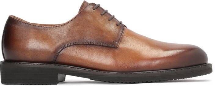 Kazar Bruine leren derby schoenen voor heren met open vamp Brown Heren