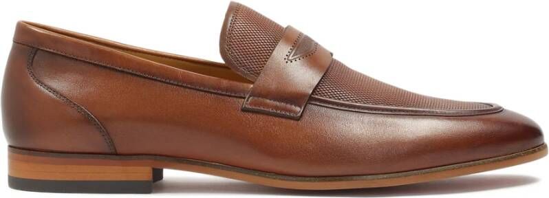 Kazar Bruine leren loafers met reliëf Brown Heren