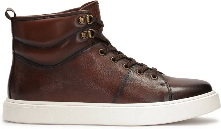 Kazar Bruine leren sneakers met hoge schacht Brown Heren