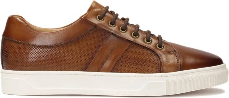 Kazar Bruine leren sneakers op een witte zool Brown Heren