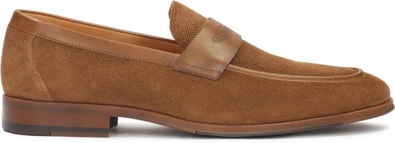 Kazar Bruine loafers van suède met perforaties Brown Heren