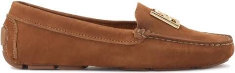 Kazar Bruine mocassins met groot metalen monogram Brown Dames