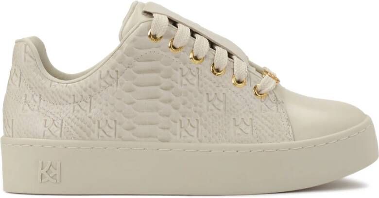 Kazar Comfortabele leren sneakers met reliëfpatroon White Dames