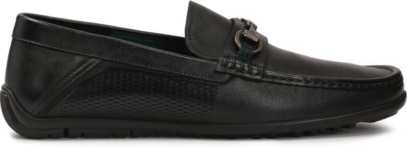 Kazar Comfortabele zwarte mocassins met metalen staaf Black Heren