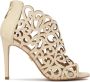 Kazar Crème peep toe laarzen met open patroon Beige Dames - Thumbnail 1