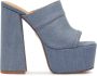 Kazar Denim muiltjes met plateauzool en hoge hak Blue Dames - Thumbnail 1