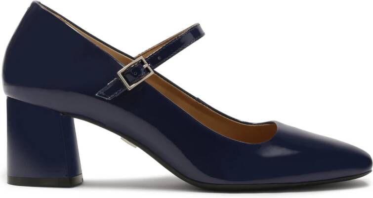 Kazar Donkerblauwe gelakte pumps met lage hak Blue Dames