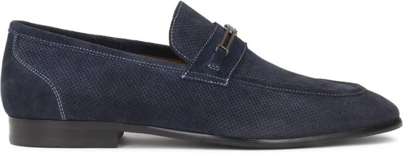 Kazar Donkerblauwe loafers met perforatie en metalen versiering Blue Heren