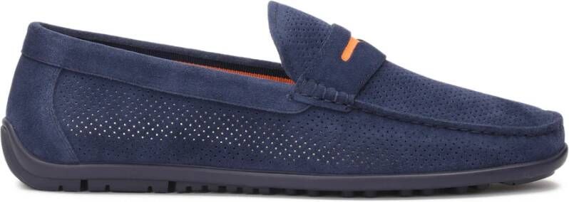 Kazar Donkerblauwe mocassins met oranje inzetstuk Blue Heren