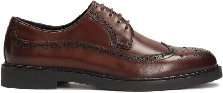 Kazar Elegante bruine leren halfschoenen met rozetdecoratie Brown Heren